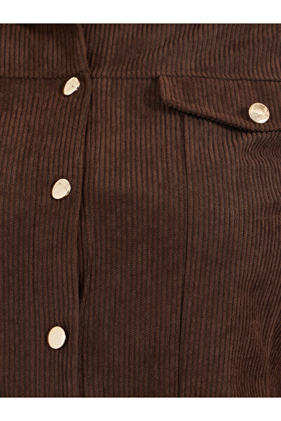 Styli Plus Size Chest Pocket Corduroy Shirt with Metal Buttons