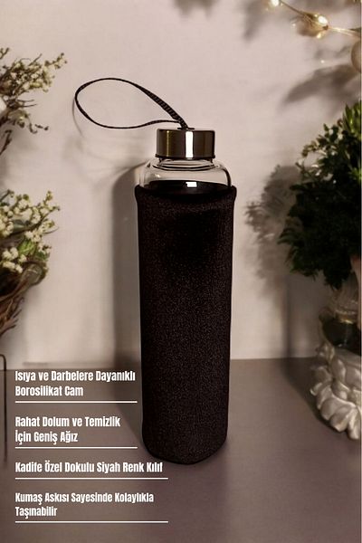 Panhera Borosilicate Glass Flask Beverage Bottle with Velvet Sheath 750 ml