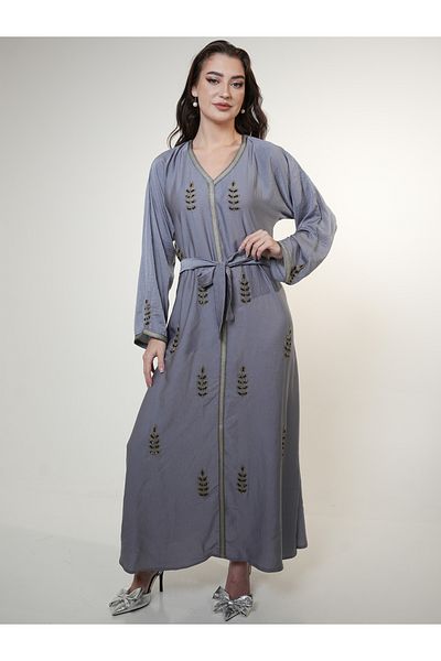 Elena by DStyle Satin Jalabiya with Beaded Handwork