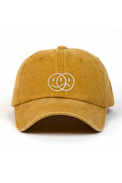 Braver Collection Happy And Sad Nakışlı Yıkamalı Şapka