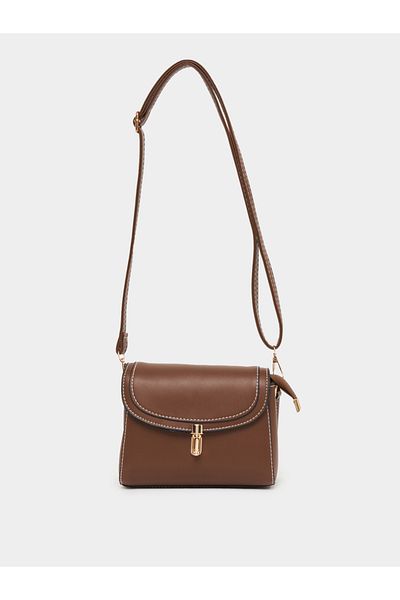 Styli Contrast Stitch Crossbody Bag with Push Lock
