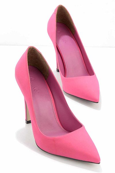 Bambi Matte Fuchsia Satin Women's Classic Heeled Shoes01231307038