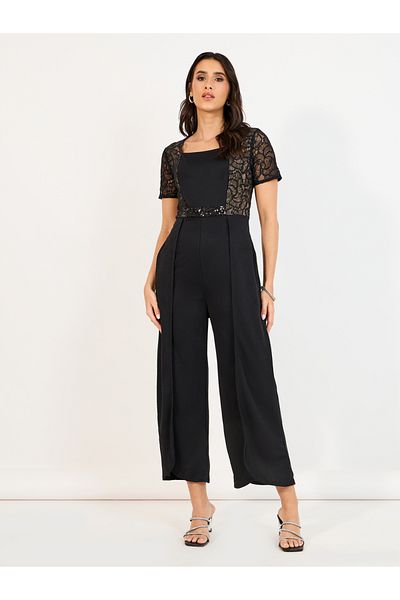 Styli Lace Insert Wide Leg Jumpsuit