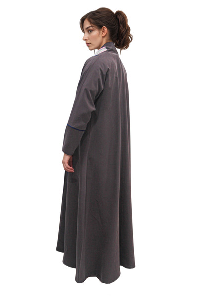 Generic Brown silk abaya with hand embroidery on the collar