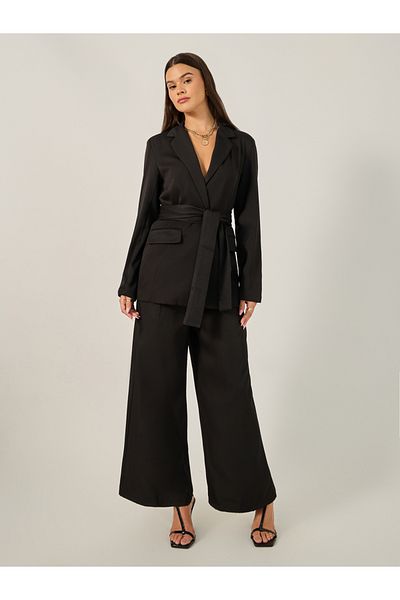 Styli Wide Leg Belted Pants with Side Pocket