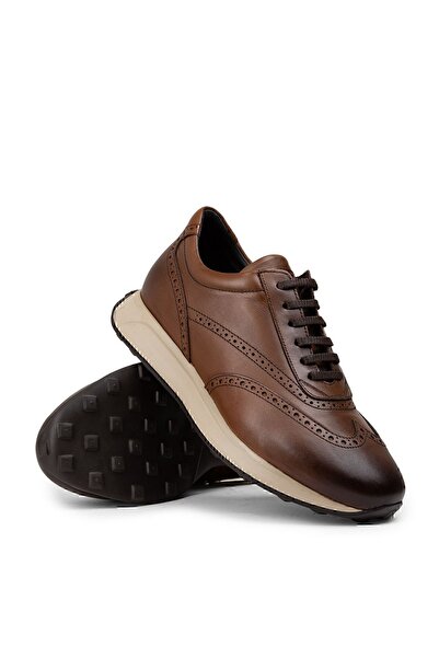 Deery Men's Sneakers - Genuine Leather, Tan Color