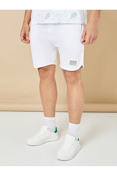 Styli Pure Cotton Terry Tennis Regular Shorts with Patch Detail