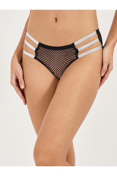 Styli Textured Cut-Out Glitter Strap Detail High Leg Brief