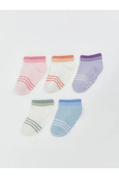 LC Waikiki Lcw Baby Pink Striped Baby Girl Booties Socks 5-Pack