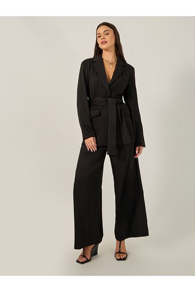 Styli Regular Fit Longline Belted Blazer