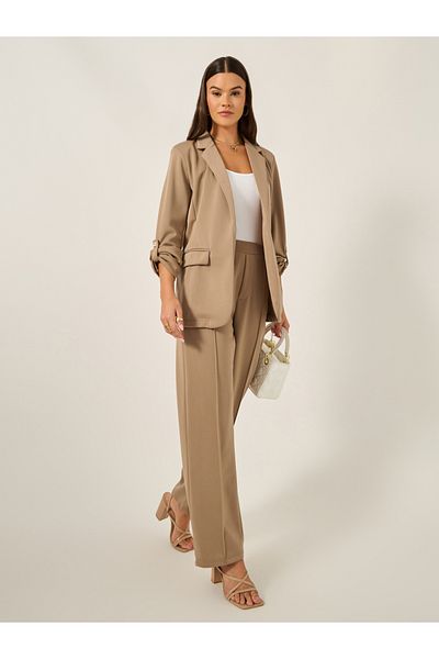 Styli Tapered Knit Pants with Elastic Waistband