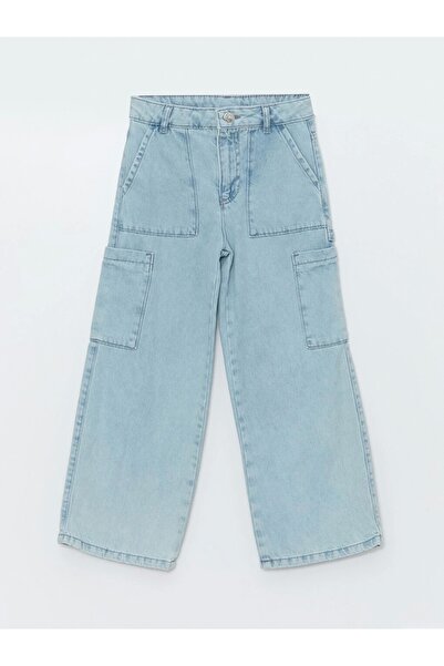 LC Waikiki Lcw Kids Mavi Beli Ayarlanabilir Lastikli Kız Çocuk Jean Pantolon