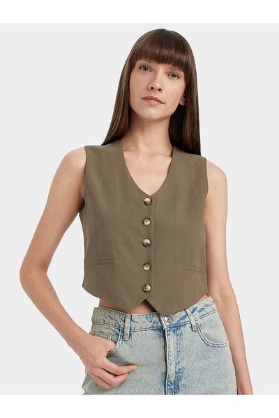DeFacto Regular Fit V-Neck Button Up Waistcoat