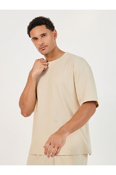 Styli Back Print Oversized T-Shirt and Open Hem Interlock Joggers Co-Ords