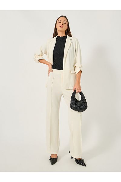 Styli Tapered Knit Pants with Elastic Waistband