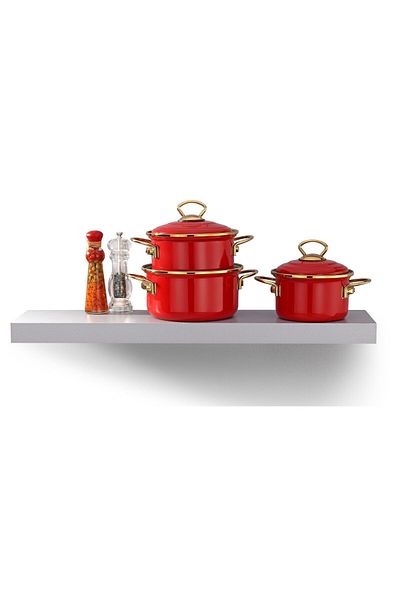 Bonera Enamel 6 Piece Red Mini Academia Cookware Set