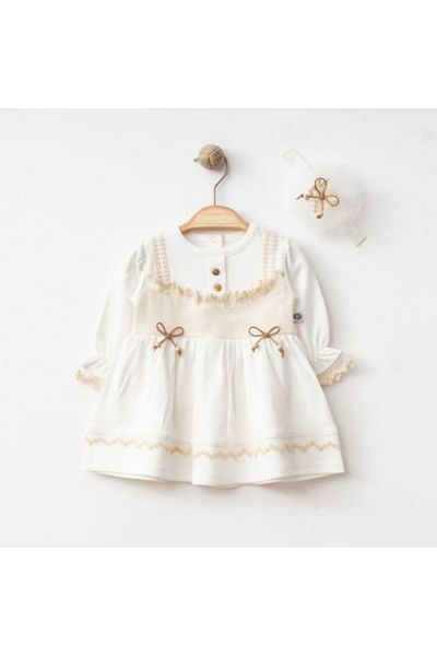 Işıl Baby Ruffle Bow Detailed Baby Dress and Headband