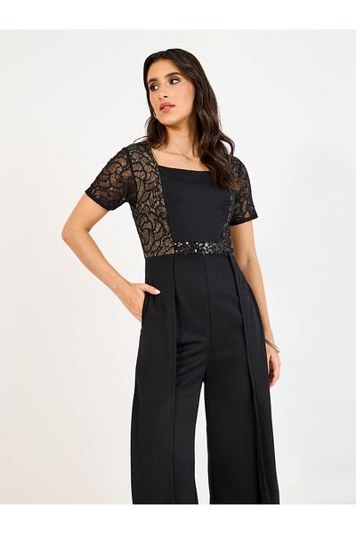 Styli Lace Insert Wide Leg Jumpsuit