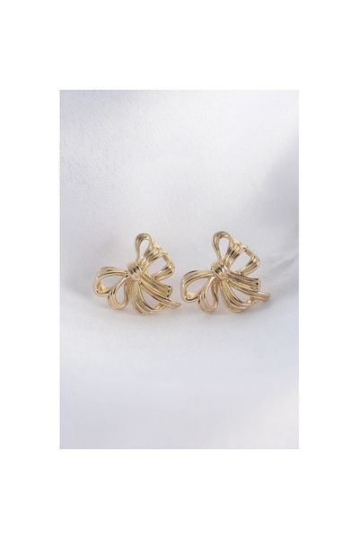 Skygo Brass Gold Color Bow Earrings - Tj-Bkp8944