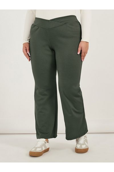 Styli Plus Size Criss-Cross Waistband High Rise Flared Pants