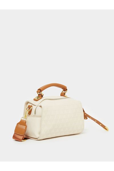 Styli Textured Diamond Pattern Handbag with Adjustable Strap