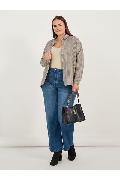 Styli Plus Size Checked Oversized Shirt