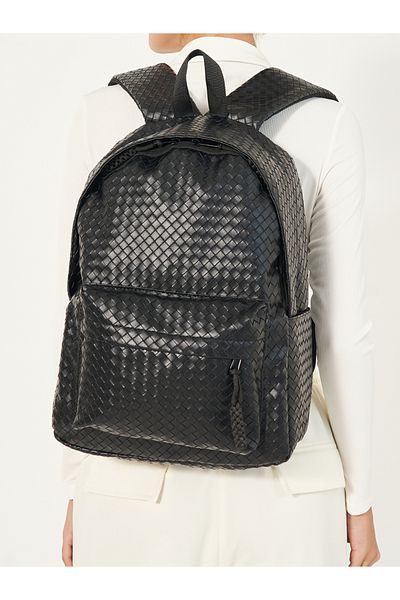 Styli Front Zip Pocket Textured Backpack