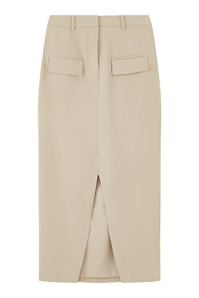 ODD MUSE Elegant Midi Skirt - Beige