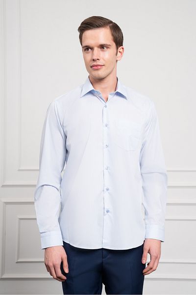 Morven Cămașă pentru bărbați A. BLUE Basic Regular Fit cu buzunar cu guler rigid