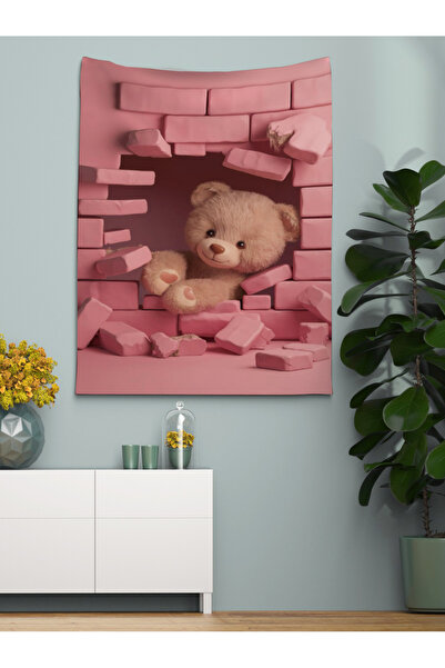 OZG DESİGN PEMBE AYI DUVAR ÖRTÜSÜ VE DUVAR HALISI