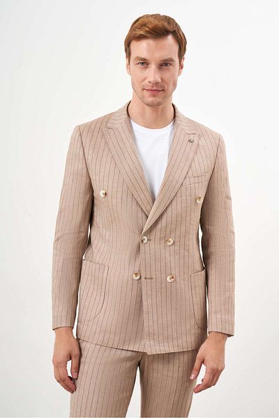 Morven Costum pentru bărbați din nurcă din in Trend, cu două piepte, slim fit, cu guler ascuțit
