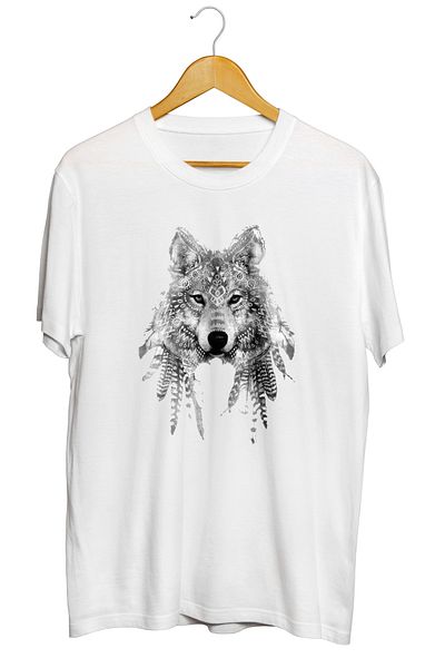 karikatürstore Shabby Noble Gray Wolf Wolf Printed Quality T-Shirt