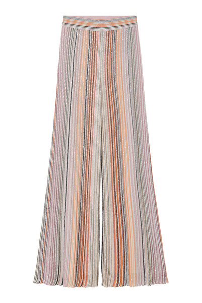 Missoni بنطلون تريكو لامع - وردي