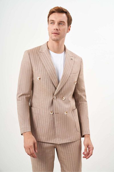 Morven Costum pentru bărbați din nurcă din in Trend, cu două piepte, slim fit, cu guler ascuțit