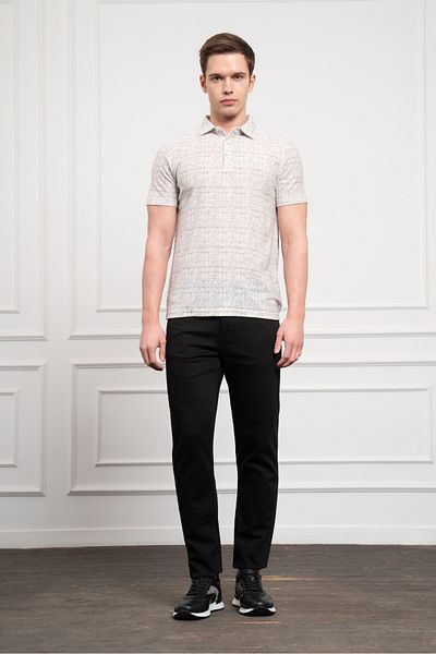 Morven Men's Nefti Trend Polo Neck Patterned Dynamic Fit Relaxed Cut T-Shirt