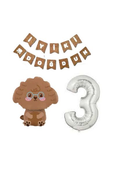 CANSIN Poodle Dog Foil Balloon 3 Years Old