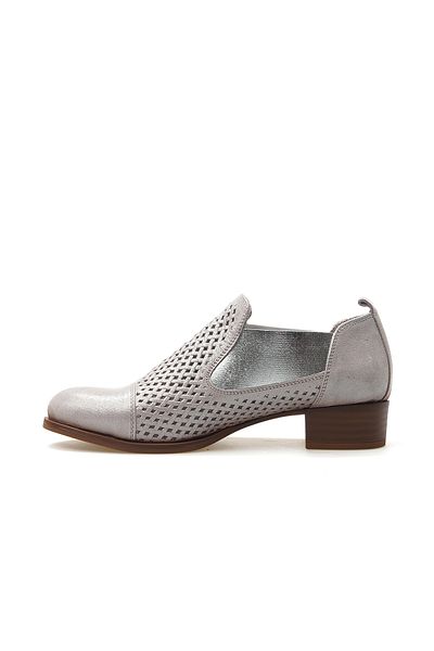 Mammamia Pantofi ocazional cu model argintiu din piele naturală pentru femei 25 ani D25ya-7150 Z Mink Lurex