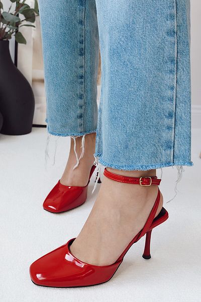 POLKA STORE Dupe Square Toe Back Open Stiletto Evening Dress Heeled Women's Shoes