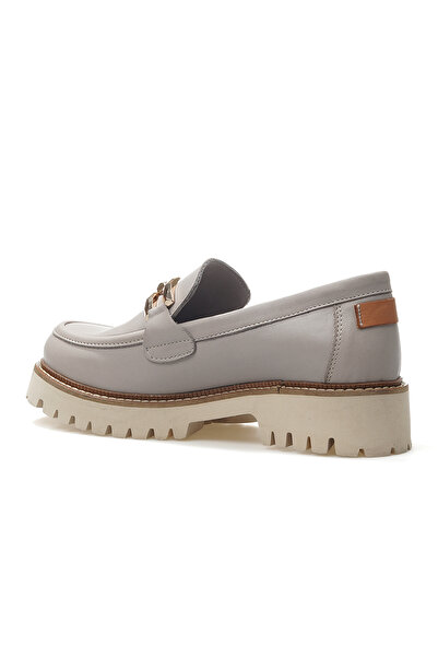 Mammamia Women's Genuine Leather Buckle Detailed Casual Shoes 25Y D25Ya-3695 Z Gray