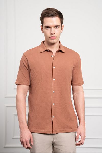 Morven Men's Tile Trend Apache Collar Dynamic Fit Short Sleeve Shirt