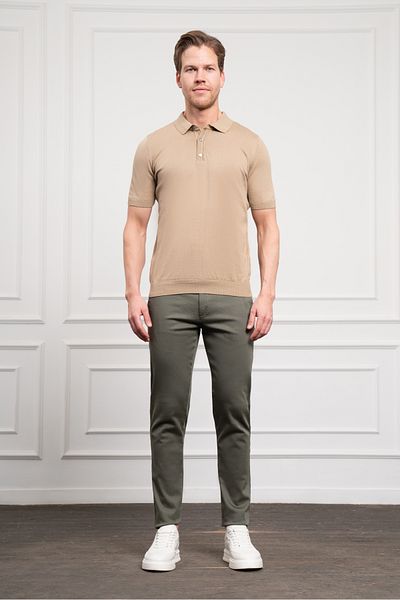 Morven Ανδρικό μπλουζάκι μπεζ Basic Polo Neck Dynamic Fit