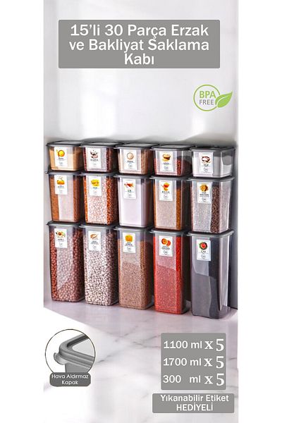 Buclee 15Pcs 30-Piece Food Storage Container -Bpa-Free Plastic Storage Container Set for Refrigerator and Pantry