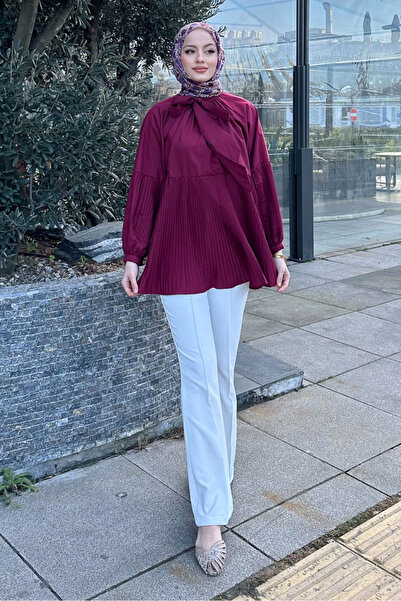 Ovn. Missy Piliseli Gömlek - Bordo