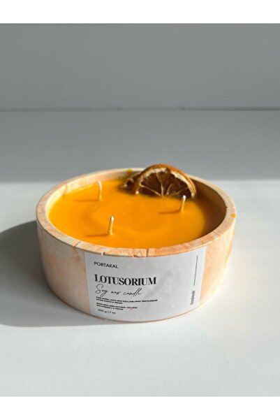 Lotusorium Taş Tozu Kalıbında %100 Doğal Portakal Kokulu Soya Wax Mum,  Dekor...