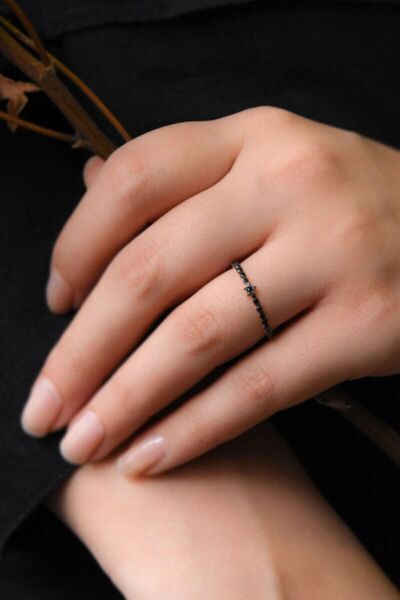 Papatya Silver 925 Ayar Gümüş Yıldız Detaylı Yarım Tamtur Çıtır Yüzük