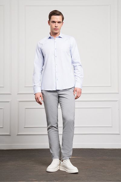 Morven Cămașă italiană cu guler slim fit din bumbac A. BLUE pentru bărbați