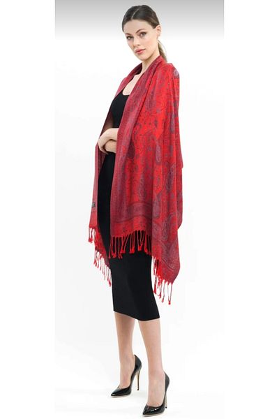 Pashmina Σάλι από κασμίρ |   Λουλούδι Ροδιού |   100% μαλλί κασμίρ |   70x180 εκ |   4 Εποχές