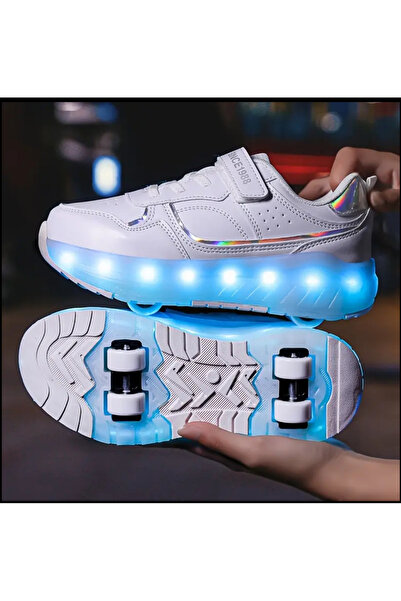 Yasee Unisex Skateboard Ayakkabı Kapanabilir Tekerlekli ışıklı şarj edilebilir