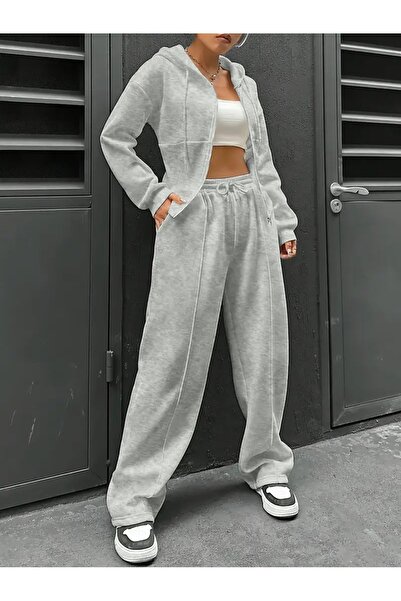 yx yustex sport Γυναικείο φούτερ σε γκρι χρώμα, με χαλαρή εφαρμογή, ελαστικό ...