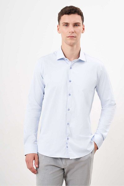 Morven Cămașă Slim Fit pentru bărbați A. BLUE, cu model simplu, cu guler italian